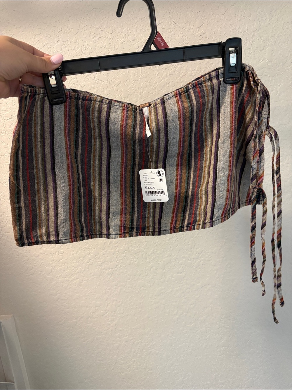 Free People Multistripe Tie-Side Mini Skirt - Beige, Burgundy, Navy, Olive